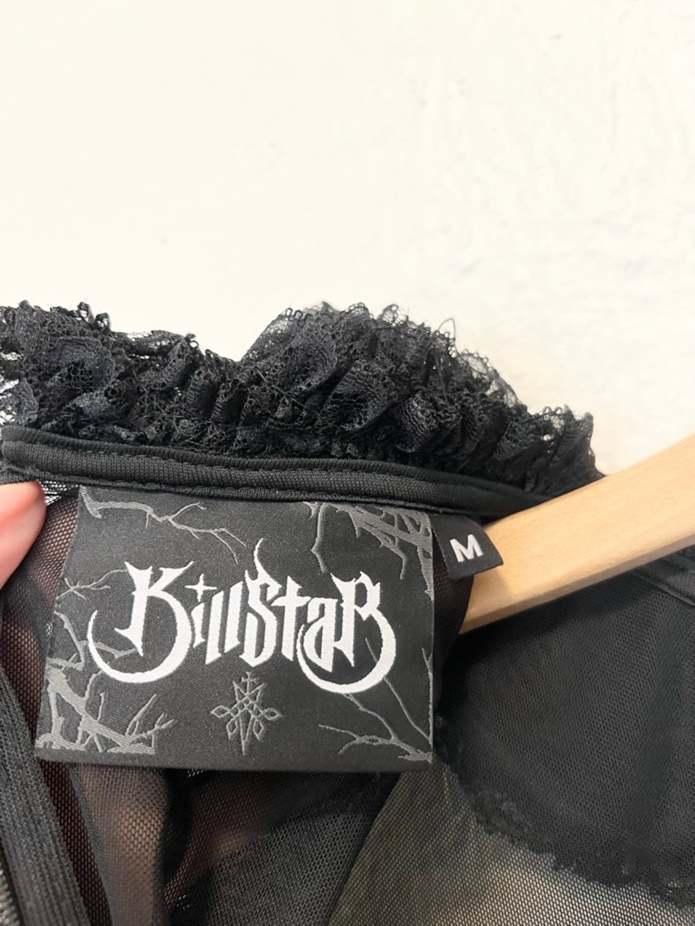 Killstar Dress Babydoll Mesh Bell Sleeve Ruffle Collar Goth Witchy Medium M - Picture 11 of 13